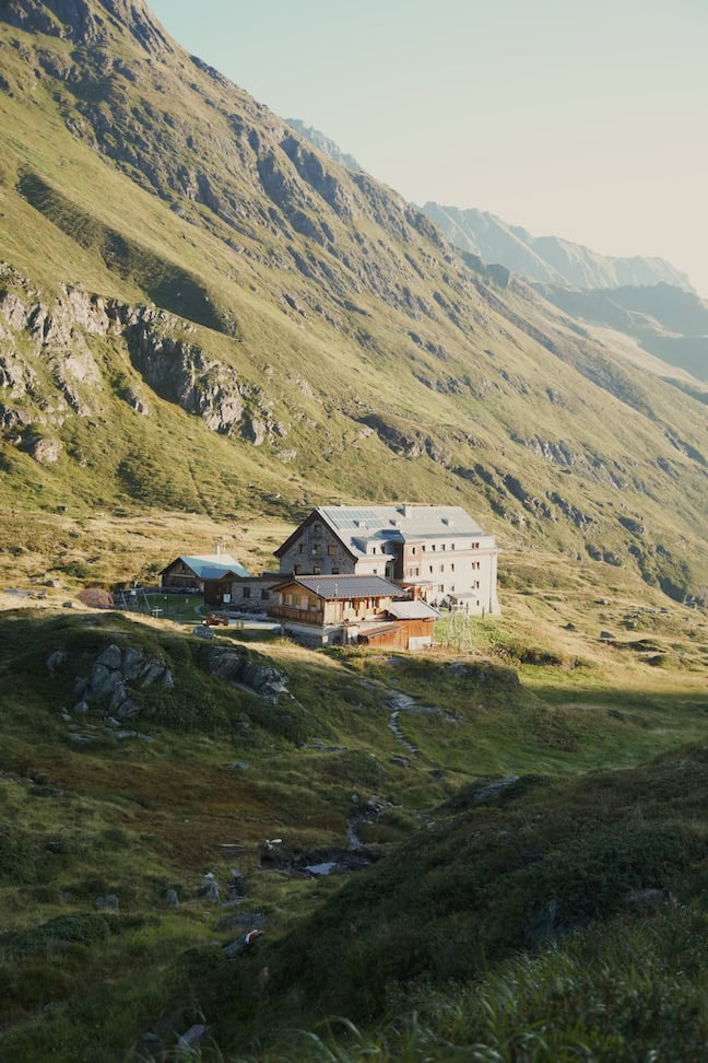 Die Franz-Senn-Hütte von oben